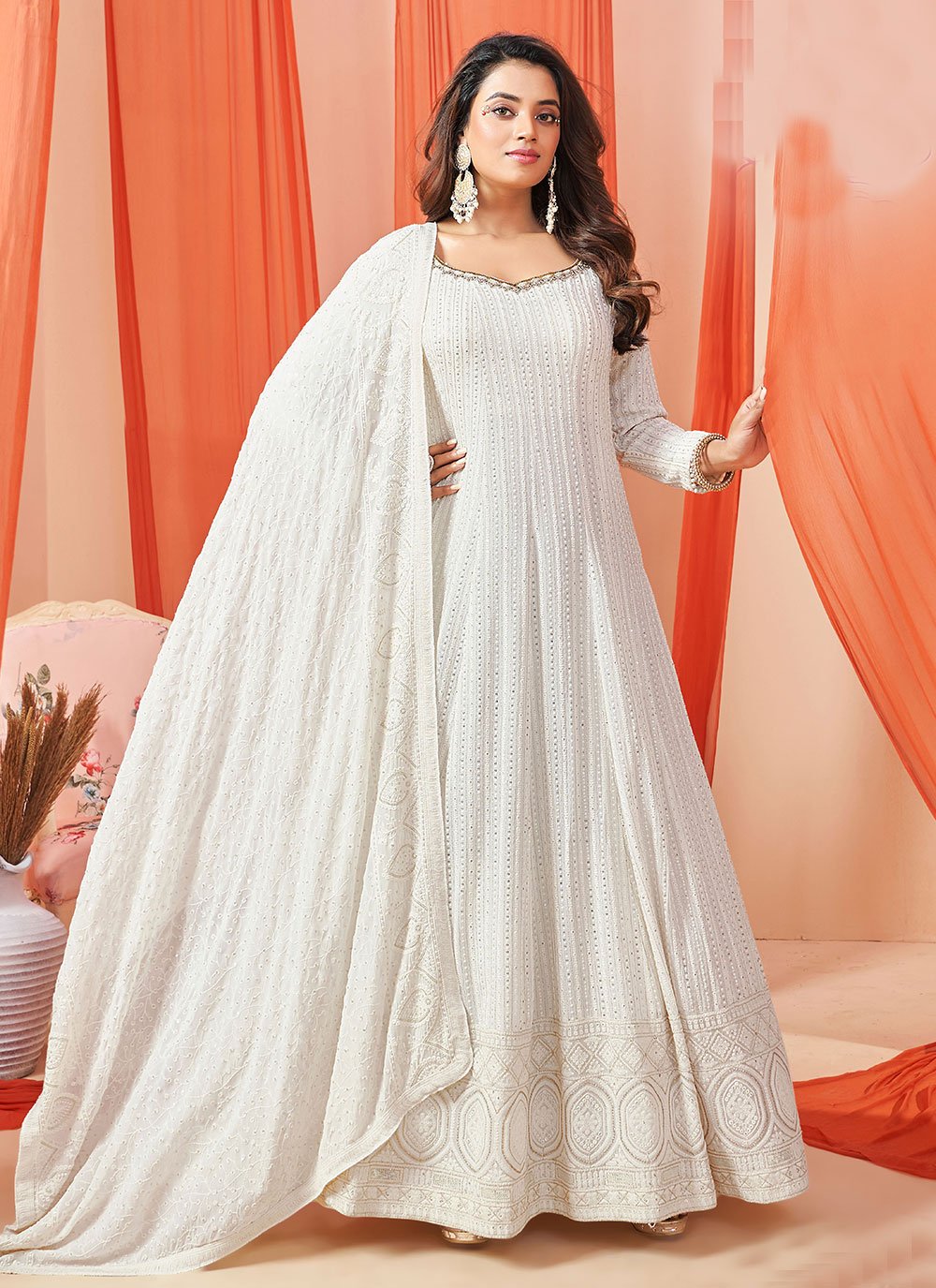 White Engagement Trendy Gown