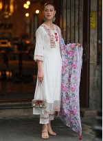 White Party Chanderi Readymade Salwar Suit