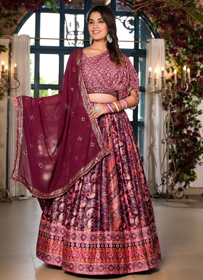 Marriage special Sequence Work Wine Color Lehenga Choli