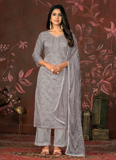 Buy Cotton Printed Purple Straight Salwar Suit Online