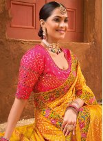 Yellow Banarasi Silk Cutdana Trendy Saree