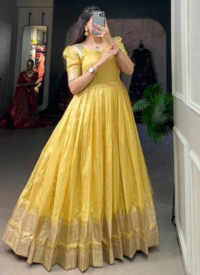 Yellow Color Readymade Floor Length Gown 