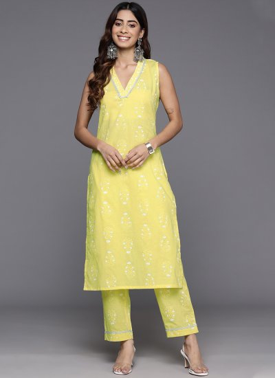 Yellow Cotton Designer Kurti