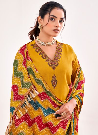 Yellow Embroidered Festival Designer Salwar Kameez