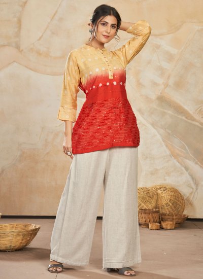 Yellow Festival Silk Designer Kurti
