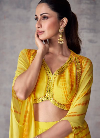Yellow Georgette Jacket Style Salwar Kameez