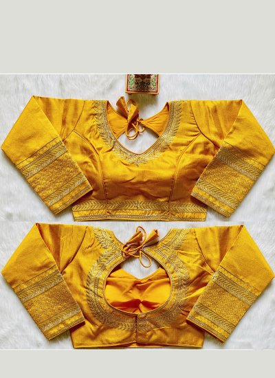 Yellow Silk Zari Blouse