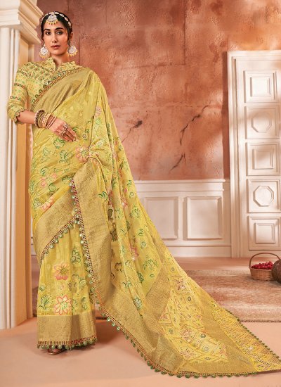 Yellow Weaving Classic Saree