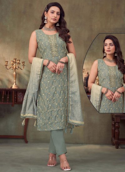 Aesthetic Grey Party Readymade Salwar Suit