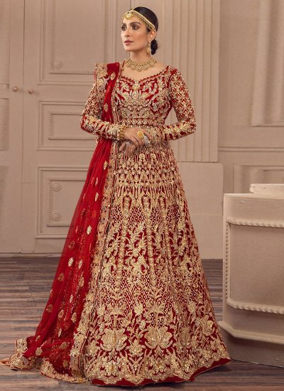 wine and gold wedding dress Wine Color Engagement & Wedding Gown – SAKSHI main image 0