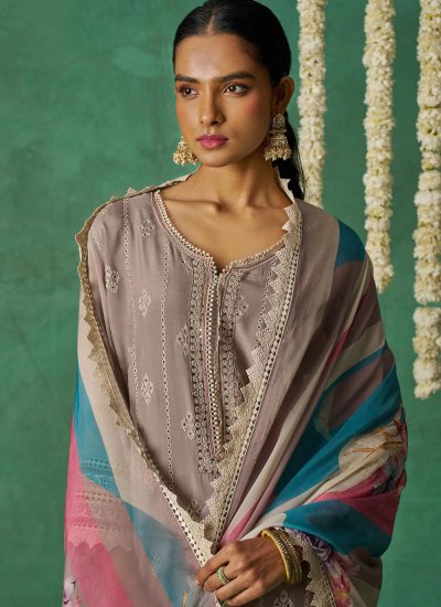 
                            Angelic Organza Embroidered Pant Style Suit