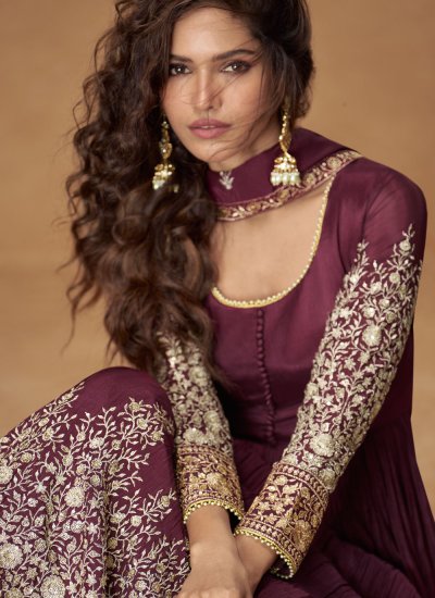 Artistic Purple Reception Floor Length Trendy Gown