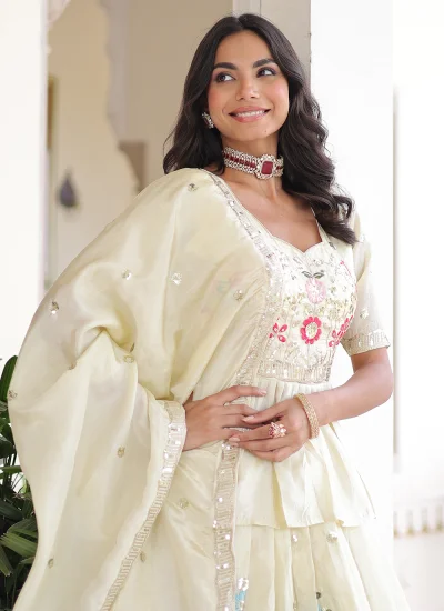 
                            Artistic Yellow Ceremonial A Line Lehenga Choli