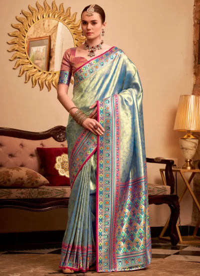 Auspicious Tissue Blue Trendy Saree