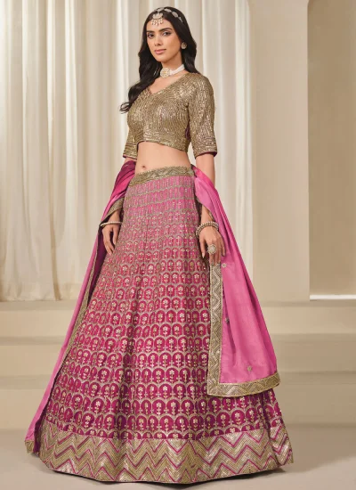 Awesome Pink Engagement Trendy Lehenga Choli