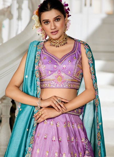
                            Awesome Tissue Zari Lavender Lehenga Choli