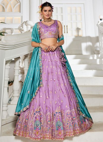 Awesome Tissue Zari Lavender Lehenga Choli