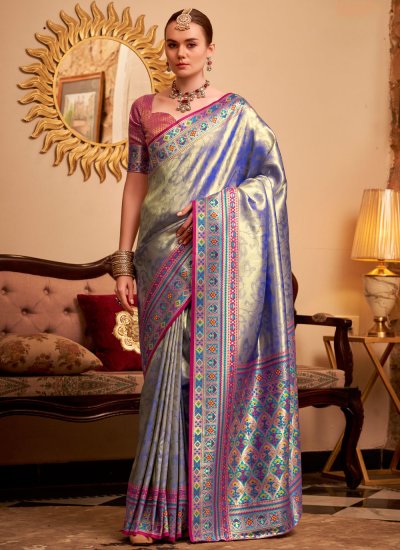 Awesome Violet Weaving Classic Saree