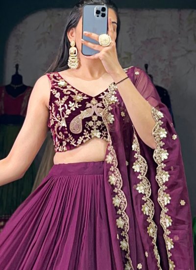 
                            Baronial Organza Plain Trendy Lehenga Choli