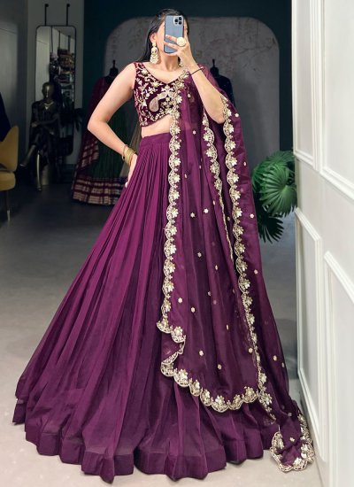 Baronial Organza Plain Trendy Lehenga Choli