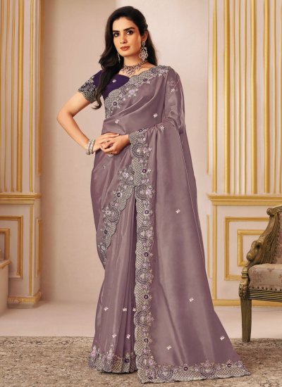 Beauteous Embroidered Tissue Contemporary Saree