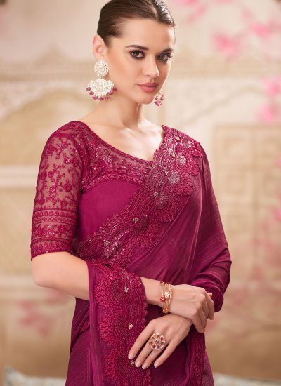 
                            Beckoning Satin Silk Sangeet Designer Saree