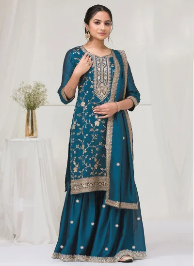 Bedazzling Vichitra Silk Zari Trendy Salwar Kameez