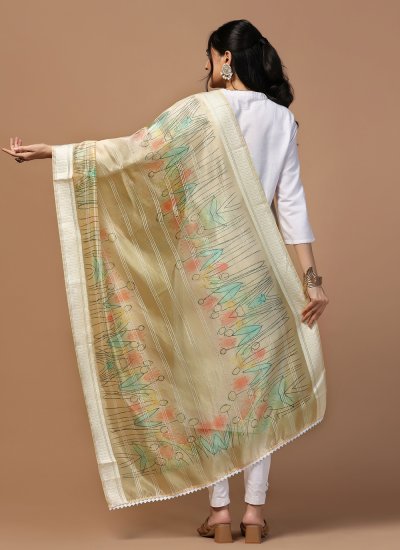 
                            Beige Organza Festival Dupatta