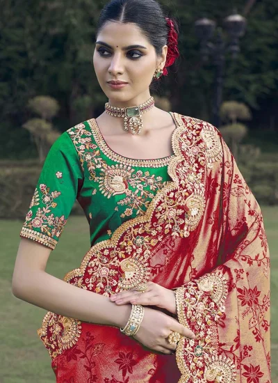 
                            Best Jacquard Red Classic Saree