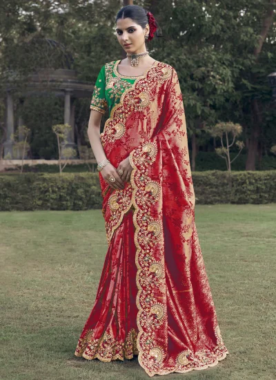 Best Jacquard Red Classic Saree