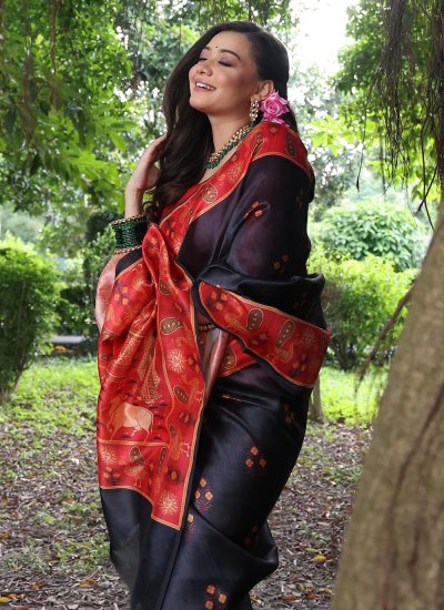 
                            Black Printed Party Contemporary Saree