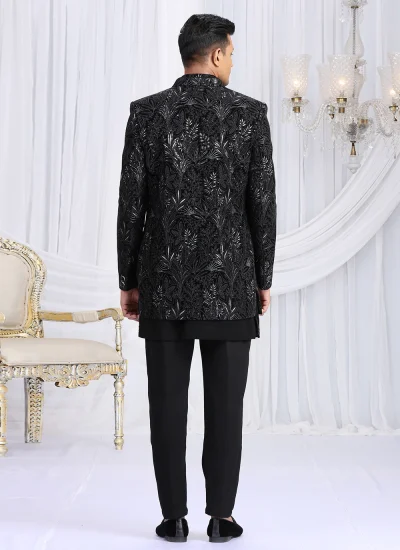 Black Velvet Machine Embroidery  Indo Western 
                            Black Velvet Machine Embroidery  Indo Western