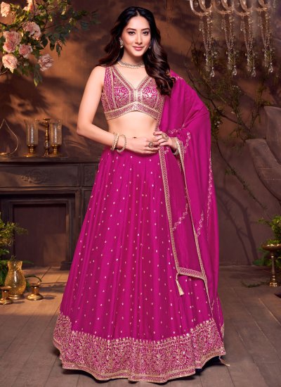 Blooming Embroidered Silk Rani Readymade Lehenga Choli