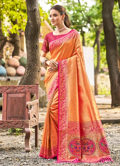 Blooming Orange Trendy Saree