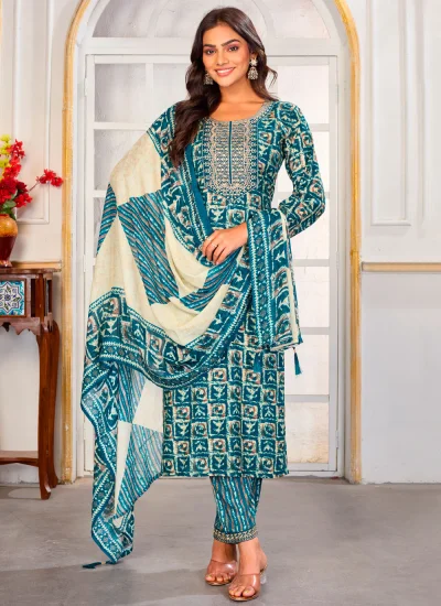 Blooming Print Rayon Readymade Salwar Kameez