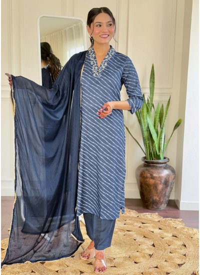 
                            Blue Embroidered Salwar Kameez