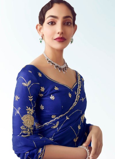 
                            Blue Fancy Fabric Contemporary Saree