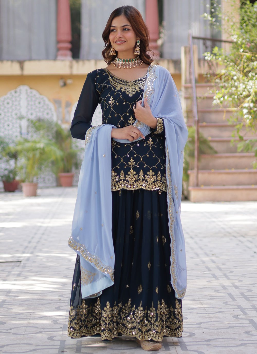 Blue Party Readymade Salwar Suit - Salwar Kameez