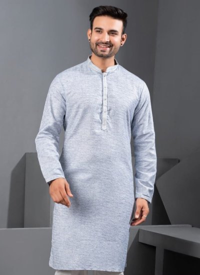 
                            Blue Printed Engagement Kurta Pyjama