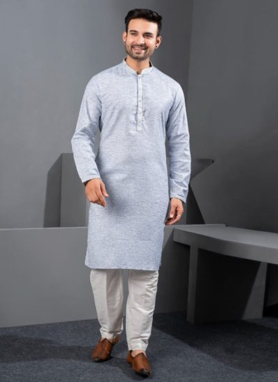 Blue Printed Engagement Kurta Pyjama