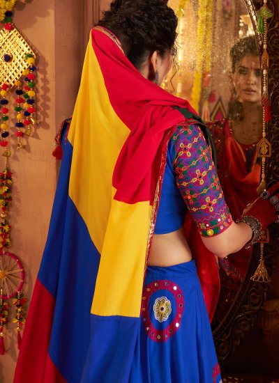 
                            Blue Thread Cotton Readymade Lehenga Choli