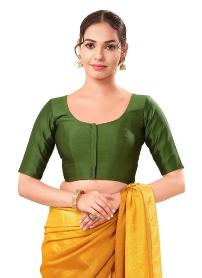 Brocade Green Plain Designer Blouse