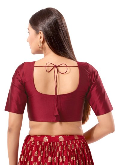 Brocade Plain Blouse in Maroon 
                            Brocade Plain Blouse in Maroon
