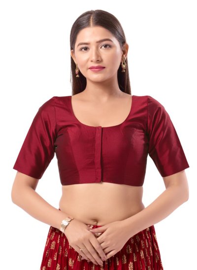 Brocade Plain Blouse in Maroon