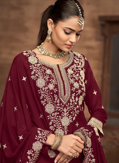 
                            Burgundy Sequins Vichitra Silk Readymade Lehenga Choli