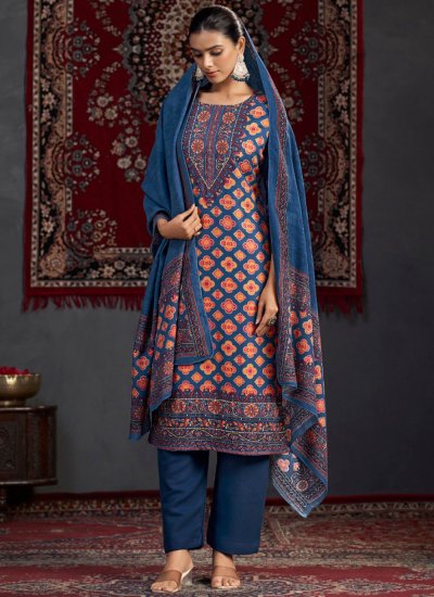 
                            Charismatic Blue Pashmina Pant Style Suit