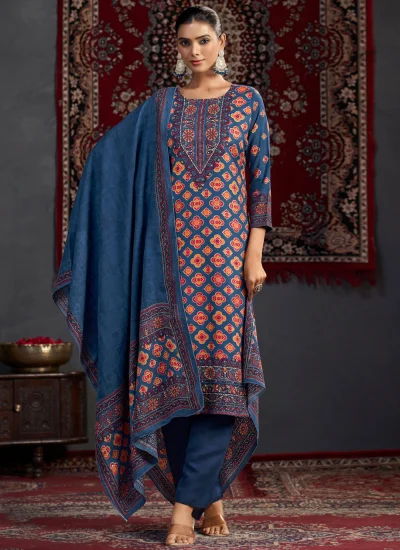 Charismatic Blue Pashmina Pant Style Suit