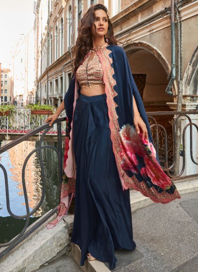 
                            Charismatic Navy Blue Crepe Silk Salwar Suit