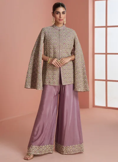Chinon Salwar Kameez in Purple