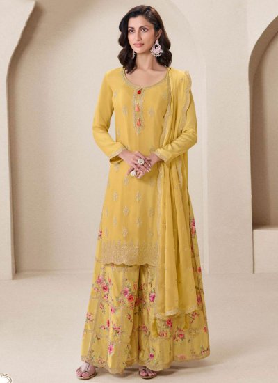 Chinon Yellow Designer Salwar Kameez